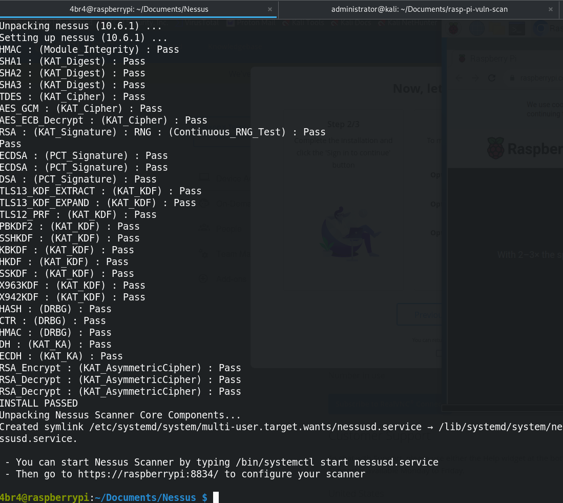 Screenshot of successful Nessus install