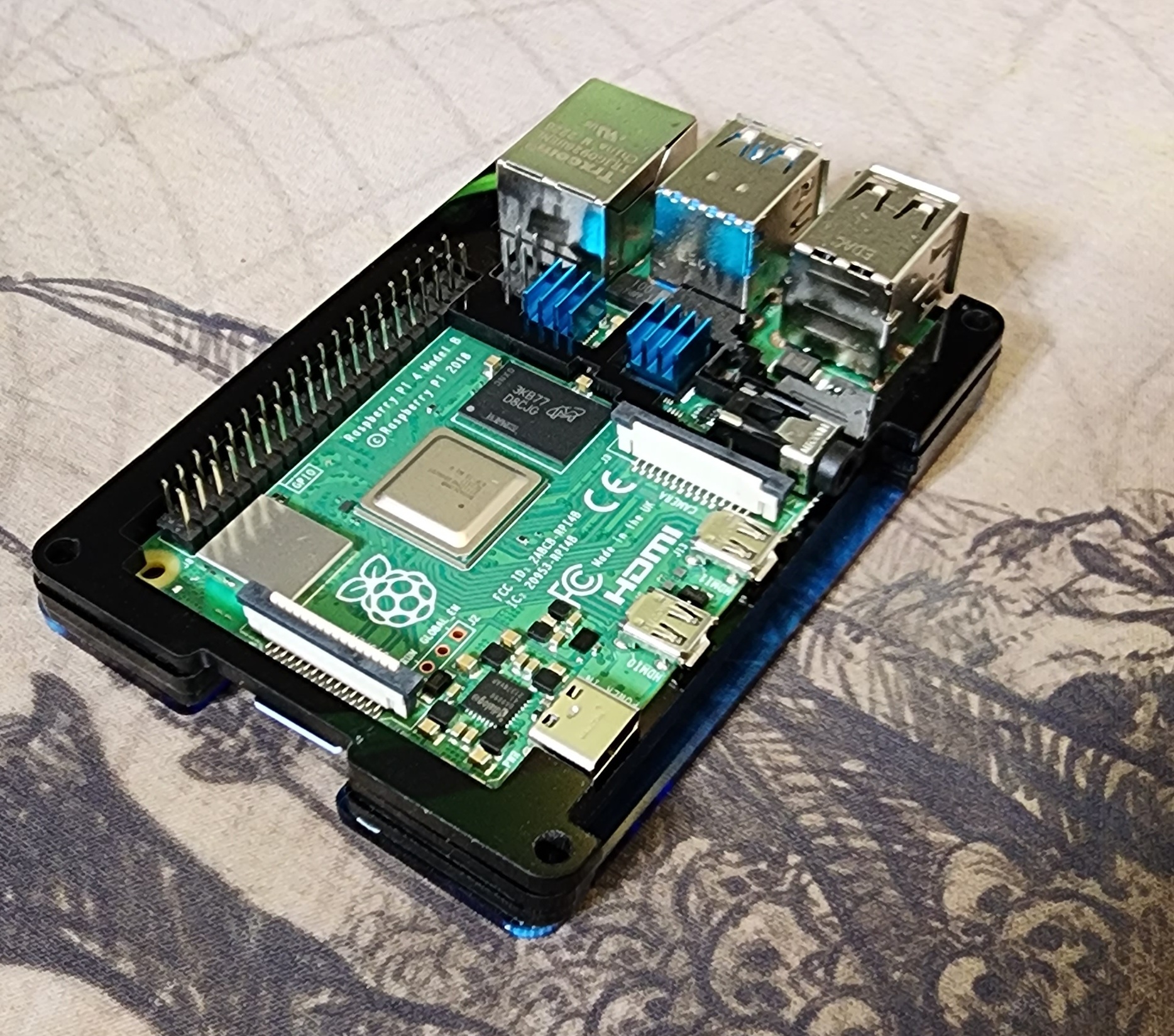 Raspberry Pi 4 with casing, 1 of 3