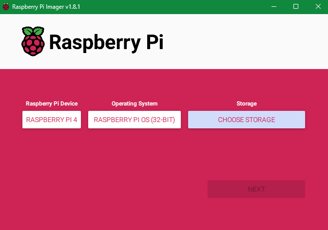 Raspberry Pi Imager screenshot